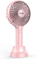 🌬️ honhey portable handheld fan with usb rechargeable battery - mini hand held personal desk table fan with base, 3 speeds - 8-12 hours of operation - ideal small makeup & eyelash fan for women, girls, kids - perfect for outdoor use logo