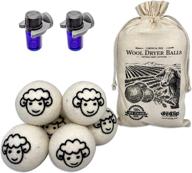 🐑 6-pack of reusable wool dryer balls with free oil clips - natural fabric softener, deodorizer, and sheep dryer balls set logo