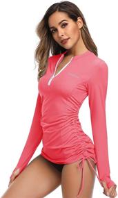 img 3 attached to Stay Protected in Style: HISKYWIN Women's Long Sleeve UV Sun Protection Rash Guard with Adjustable Side, Perfect for Wetsuits and Swimsuits