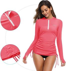 img 2 attached to Stay Protected in Style: HISKYWIN Women's Long Sleeve UV Sun Protection Rash Guard with Adjustable Side, Perfect for Wetsuits and Swimsuits