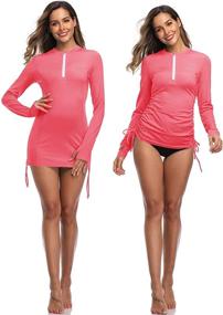 img 1 attached to Stay Protected in Style: HISKYWIN Women's Long Sleeve UV Sun Protection Rash Guard with Adjustable Side, Perfect for Wetsuits and Swimsuits