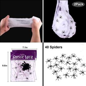 img 2 attached to 🕸️ Halloween Spider Webs Decorations - 1500 sqft with 40 Extra Fake Spiders (2 pack), Stretchy Spider Web for Indoor and Outdoor, Cobweb with Filament Fiber Spider Web Fabric, Scary Halloween Decor