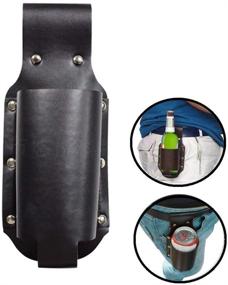 img 1 attached to PU Leather Beer Holster: Stylish Waist Bag Travel Pouch for 12 🍺 oz Beer Bottle, Can & Beverage- Ideal for Picnic, Beach, Barbeques - Black