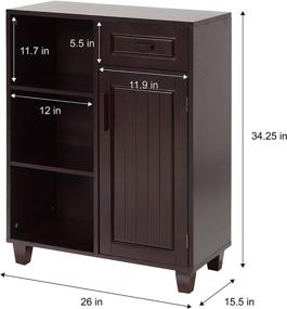 img 1 attached to 🏺 Elegant Home Fashions Catalina Freestanding Cabinet- Wooden Storage Organizer for Bathroom, Kitchen- 3 Open Shelves, 1 Drawer, 1 Door- Espresso