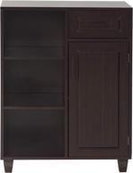 🏺 elegant home fashions catalina freestanding cabinet- wooden storage organizer for bathroom, kitchen- 3 open shelves, 1 drawer, 1 door- espresso logo