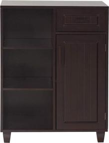 img 4 attached to 🏺 Elegant Home Fashions Catalina Freestanding Cabinet- Wooden Storage Organizer for Bathroom, Kitchen- 3 Open Shelves, 1 Drawer, 1 Door- Espresso