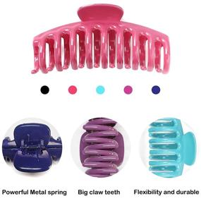 img 3 attached to 🌈 IVARYSS Cute Large Hair Claw Clip - 4 Inch Big Hold Hair Jaw Clips for Long Thick Hair - Nonslip Strong Hinges and Jumbo Teeth Banana Clip for Women and Girls Accessories - 4 PCS (Multi-colored A)