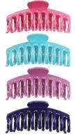 🌈 ivaryss cute large hair claw clip - 4 inch big hold hair jaw clips for long thick hair - nonslip strong hinges and jumbo teeth banana clip for women and girls accessories - 4 pcs (multi-colored a) logo