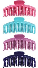 img 4 attached to 🌈 IVARYSS Cute Large Hair Claw Clip - 4 Inch Big Hold Hair Jaw Clips for Long Thick Hair - Nonslip Strong Hinges and Jumbo Teeth Banana Clip for Women and Girls Accessories - 4 PCS (Multi-colored A)