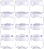 convenient 12 pack of clear plastic storage favor jars with lids – ideal for beauty products (2 ounce, white) logo