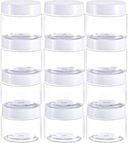 img 4 attached to Convenient 12 Pack of Clear Plastic Storage Favor Jars with Lids – Ideal for Beauty Products (2 Ounce, White)