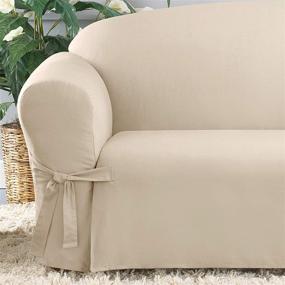 img 2 attached to 🛋️ SureFit Cotton Duck Sofa Slipcover: Relaxed Fit, Corner Ties, 100% Cotton, Machine Washable - Natural Color