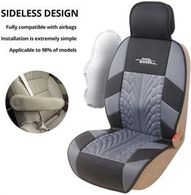 img 2 attached to 🚗 Enhance Comfort and Safety with AUTOYOUTH Gray Car Seat Cushion Covers: Airbag Compatible, Tire Tracks, Universal Fit, and Built-in Pocket