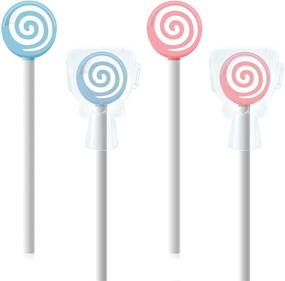 img 4 attached to 🍭 Y-Kelin Kids Multi-Color Lollipop Tongue Scraper Set - Soft Silicone Tongue Brush with Smiley Cover - Reduce Bad Breath in Children (4 PACK)