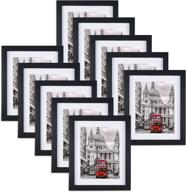 🖼️ набор рамок charein 8x10 picture frames (10 штук) - из массива дерева, для настенного и настольного размещения 8x10 фотографий без матов или 5x7 фотографий с матами - идеально подходит для декорирования дома и офиса - черный. логотип