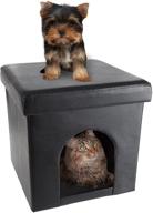 🐾 collapsible pet house ottoman collection - versatile multipurpose cube bed and footrest for small dogs or cats with cushion top and interior pillow: petmaker logo