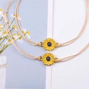 img 2 attached to 🌻 SUNSH 2Pcs Sunflower/Endless Love Bracelets: Adjustable Distance Matching Jewelry for Women, Girls, Couples – Perfect Gifts for Boyfriends, Girlfriends, Mothers, Daughters, and Friends