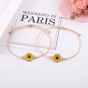 img 3 attached to 🌻 SUNSH 2Pcs Sunflower/Endless Love Bracelets: Adjustable Distance Matching Jewelry for Women, Girls, Couples – Perfect Gifts for Boyfriends, Girlfriends, Mothers, Daughters, and Friends