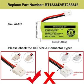 img 3 attached to 🔋 iMah BT183342/BT283342 2.4V 400mAh Ni-MH Battery Pack - Compatible for BT166342/BT266342 BT162342/BT262342 2SN-AAA40H-S-X2, 3-Pack