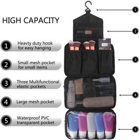 img 3 attached to 🔘. MONSTINA Toiletry Bag: Stylish Hanging Travel Organizer for Cosmetics and Toiletries - Black