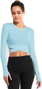 img 4 attached to DREAM SLIM Women's Tummy Cross Fitted Crop Tops for 🏋️ Yoga, Running, Gym Workout, and More - Short Sleeve, Cropped Tank Tops