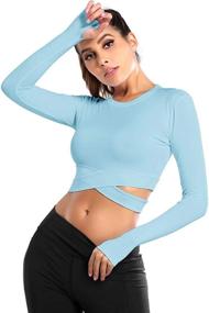 img 1 attached to DREAM SLIM Women's Tummy Cross Fitted Crop Tops for 🏋️ Yoga, Running, Gym Workout, and More - Short Sleeve, Cropped Tank Tops