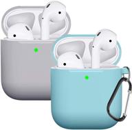 🎧 чехол-накладка из силикона для airpods кейса 2 и 1 (2 шт.) - голубой/серый логотип