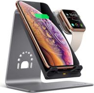 🔌 top-rated bestand 2 in 1 wireless charger: qi 15w (lg) charging stand for iwatch/iphone x/xs/xs max/xr/8 plus/8/samsung galaxy s10/s9/s9+ - silver logo