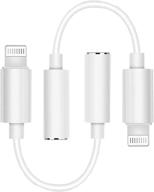 apple mfi certified lightning to 3.5mm headphone adapter for iphone [2 pack] - compatible with iphone 12, 11 pro, xr, xs, x, 8, 7, ipad - supports all ios - aux dongle cable converter logo