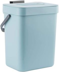 img 4 attached to LALASTAR Small Trash Can with Lid, Odorless Mini Trash Can, Plastic Hanging Waste Basket for RV/Office/Bedroom/Dorm, 3L/0.8 Gal, Blue - SEO-Optimized
