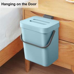 img 1 attached to LALASTAR Small Trash Can with Lid, Odorless Mini Trash Can, Plastic Hanging Waste Basket for RV/Office/Bedroom/Dorm, 3L/0.8 Gal, Blue - SEO-Optimized