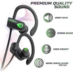 img 2 attached to 🎧 Edelin Bluetooth Headphones - Wireless Earbuds with Mic HD Stereo Noise Cancelling Waterproof IPX7 for Sport Running Gym - Headset