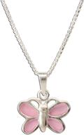 sterling silver pink butterfly necklace for children, 14 logo