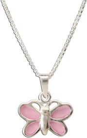 img 4 attached to Sterling Silver Pink Butterfly Necklace for Children, 14