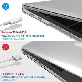 img 1 attached to 📱 IBENZER MacBook Pro 15 Inch Case 2019 2018 2017 2016 A1990 A1707, Clear Frost Plastic Hard Shell Case with Keyboard Cover & Type C Adapter for Apple Mac Pro 15 Touch Bar, T15CL+1TC