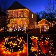 🎄 hyh 300 led orange christmas lights outdoor decorations for tree indoor/outdoor, twinkly string lights, waterproof xmas lights - 8 modes, ul listed, expandable logo