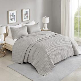 img 4 attached to 🛏️ Comfort Spaces Kienna Quilt Set - Luxury Double Sided Stitching Design, All Season Bedding: Lightweight Bedspread & Coverlet, Gray - Oversized King (120"x118") - with Matching Shams