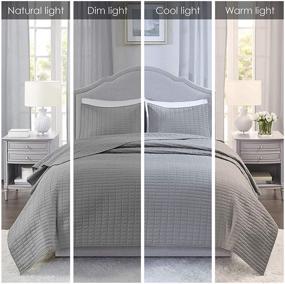 img 3 attached to 🛏️ Comfort Spaces Kienna Quilt Set - Luxury Double Sided Stitching Design, All Season Bedding: Lightweight Bedspread & Coverlet, Gray - Oversized King (120"x118") - with Matching Shams