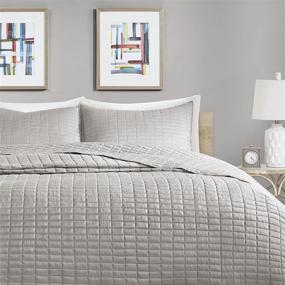 img 2 attached to 🛏️ Comfort Spaces Kienna Quilt Set - Luxury Double Sided Stitching Design, All Season Bedding: Lightweight Bedspread & Coverlet, Gray - Oversized King (120"x118") - with Matching Shams