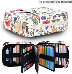 img 3 attached to 🖍️ Pencil Case Holder Slot - 202 Colored Pencil & 136 Gel Pen Organizer with Zipper Closure - Large Capacity for Artists - Ideal for Watercolor Pens or Markers - Dragonfly Design