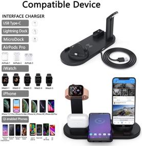 img 3 attached to Обновленная версия 4-в-1 беспроводной зарядки BNIIY: Apple Watch, iPhone, AirPods Pro, Samsung Qi стойка для быстрой зарядки плита.