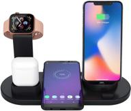 обновленная версия 4-в-1 беспроводной зарядки bniiy: apple watch, iphone, airpods pro, samsung qi стойка для быстрой зарядки плита. логотип