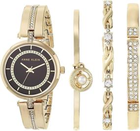 img 4 attached to 🌟 Стильные часы Anne Klein для женщин в золотистом цвете с браслетом с кристальными вставками - AK/3426BKST