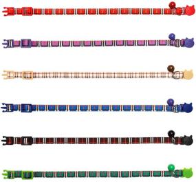 img 1 attached to 6 Pack of Adjustable Breakaway Cat Collars with Bells and Safety Buckles - Plaid Patterns in Mixed Colors, Suitable for Kittens Sized 7.8-11.8 Inch