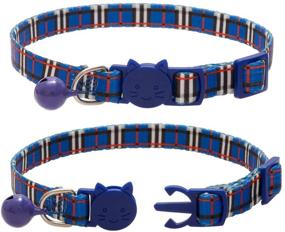 img 2 attached to 6 Pack of Adjustable Breakaway Cat Collars with Bells and Safety Buckles - Plaid Patterns in Mixed Colors, Suitable for Kittens Sized 7.8-11.8 Inch