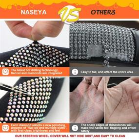 img 1 attached to 💎 Стильные рулевые ободки Naseya Bling для женщин - подчеркните свой стиль с уникальным алмазным узором и милым брелоком из страз - черный, 15 дюймов, 1 комплект