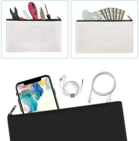 img 1 attached to 🎒 Sinzip 12-Piece Set of Black Cotton Canvas Makeup Bags - Multipurpose Cosmetic Pouches with Zipper Closure for Travel, Toiletries, DIY Crafts, and Pencils - in Black, White, and Grey (Size: L)