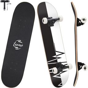 img 4 attached to 🛹 TEEMO Skateboard for Beginners - 7-Ply Maple Deck, 31x8, Double Kick, Concave Standard Skateboard for Kids, Teens & Adults