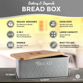 img 3 attached to 🍞 Bamboo Lid Bread Box - Space-Saving Bread Storage Container for Kitchen Countertop, Bread Keeper Bin - Fresh Loaves - Baking & Beyond