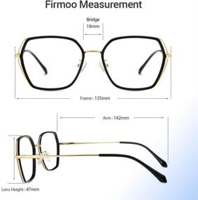 img 2 attached to 👓 Очки с фильтром синего света от Firmoo: снижают напряжение глаз и головную боль, обеспечивают защиту от УФ-излучения (UV400) - легкие гипстерские многоугольные компьютерные очки для женщин (черно-золотая оправа)